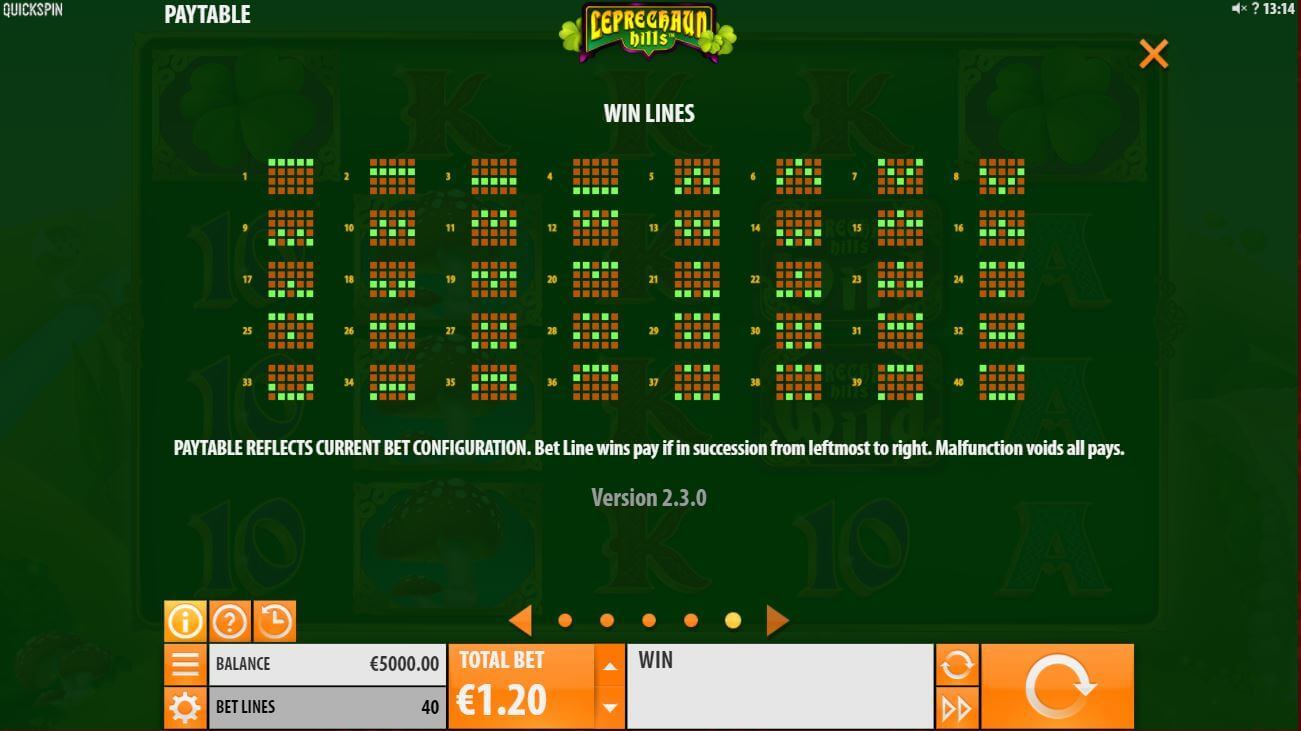 Leprechaun Hills slot paylines